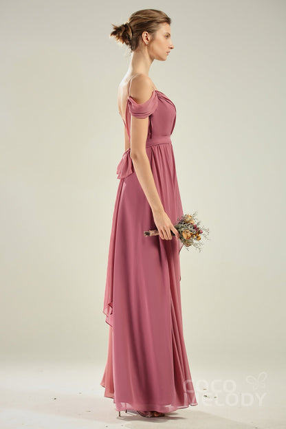 A-Line Floor Length Chiffon/Lace Bridesmaid Dress CB0628