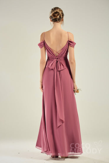 A-Line Floor Length Chiffon/Lace Bridesmaid Dress CB0628
