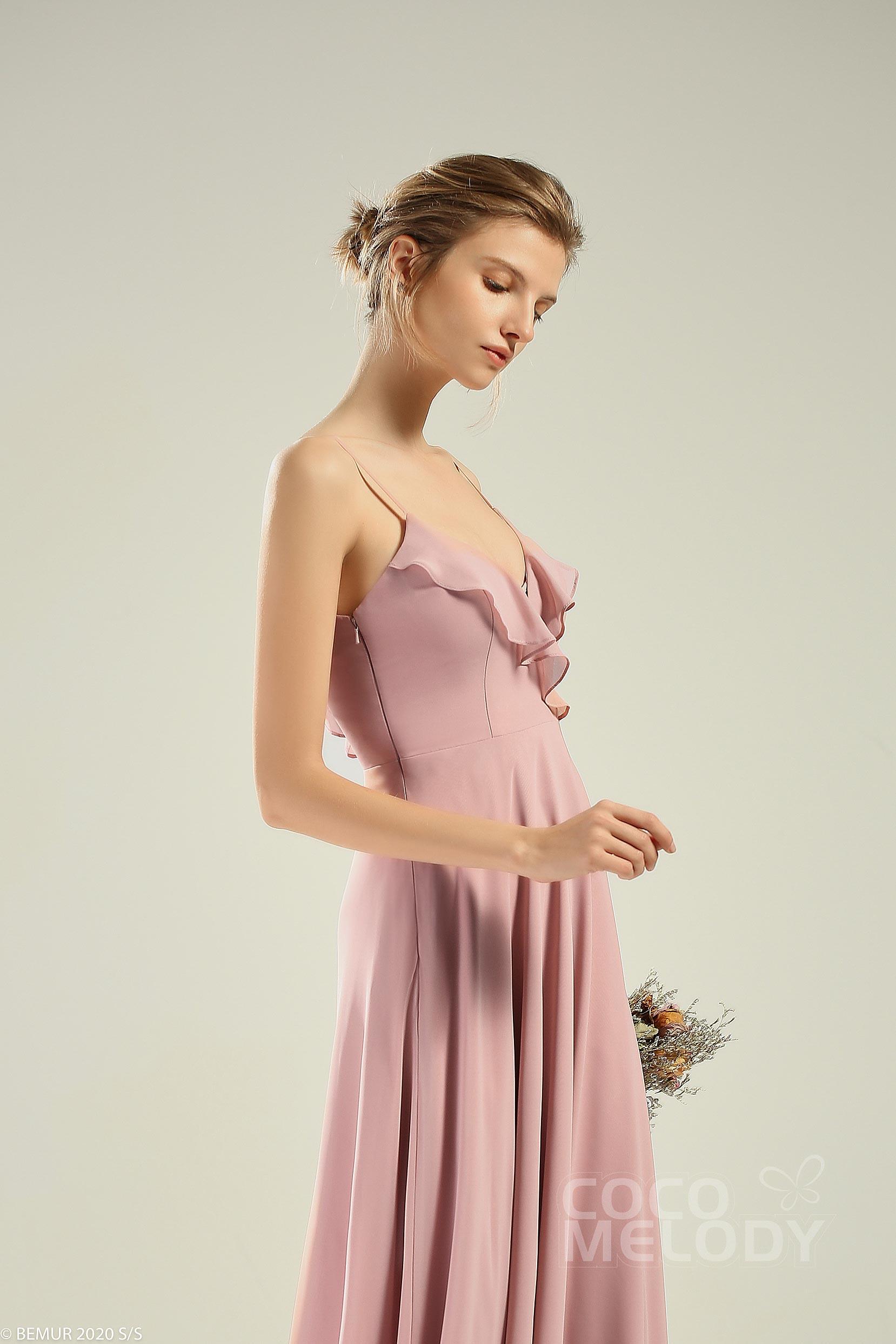 A-Line Floor Length Chiffon Bridesmaid Dress CB0629 - COCOMELODY