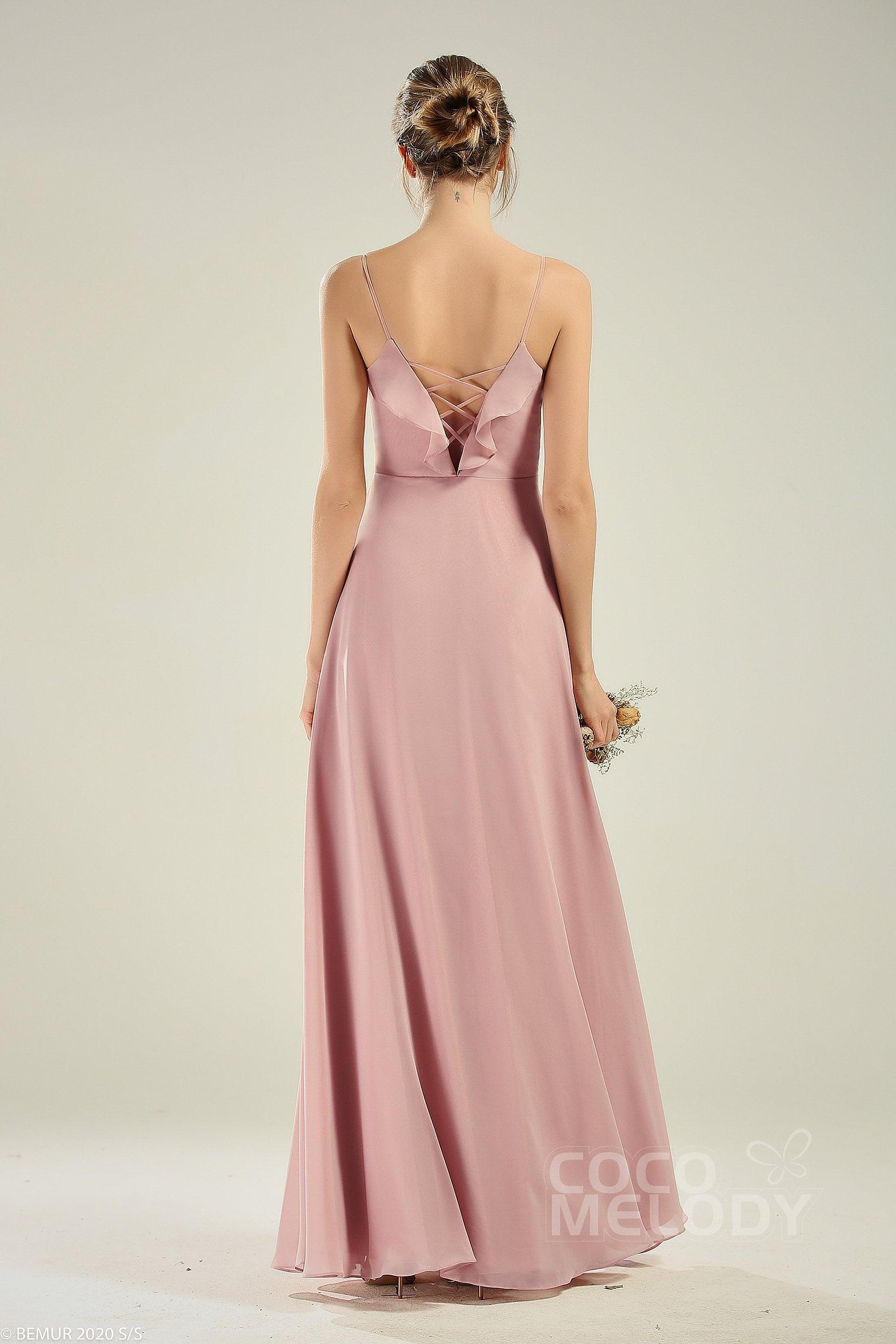 A-Line Floor Length Chiffon Bridesmaid Dress CB0629 - COCOMELODY
