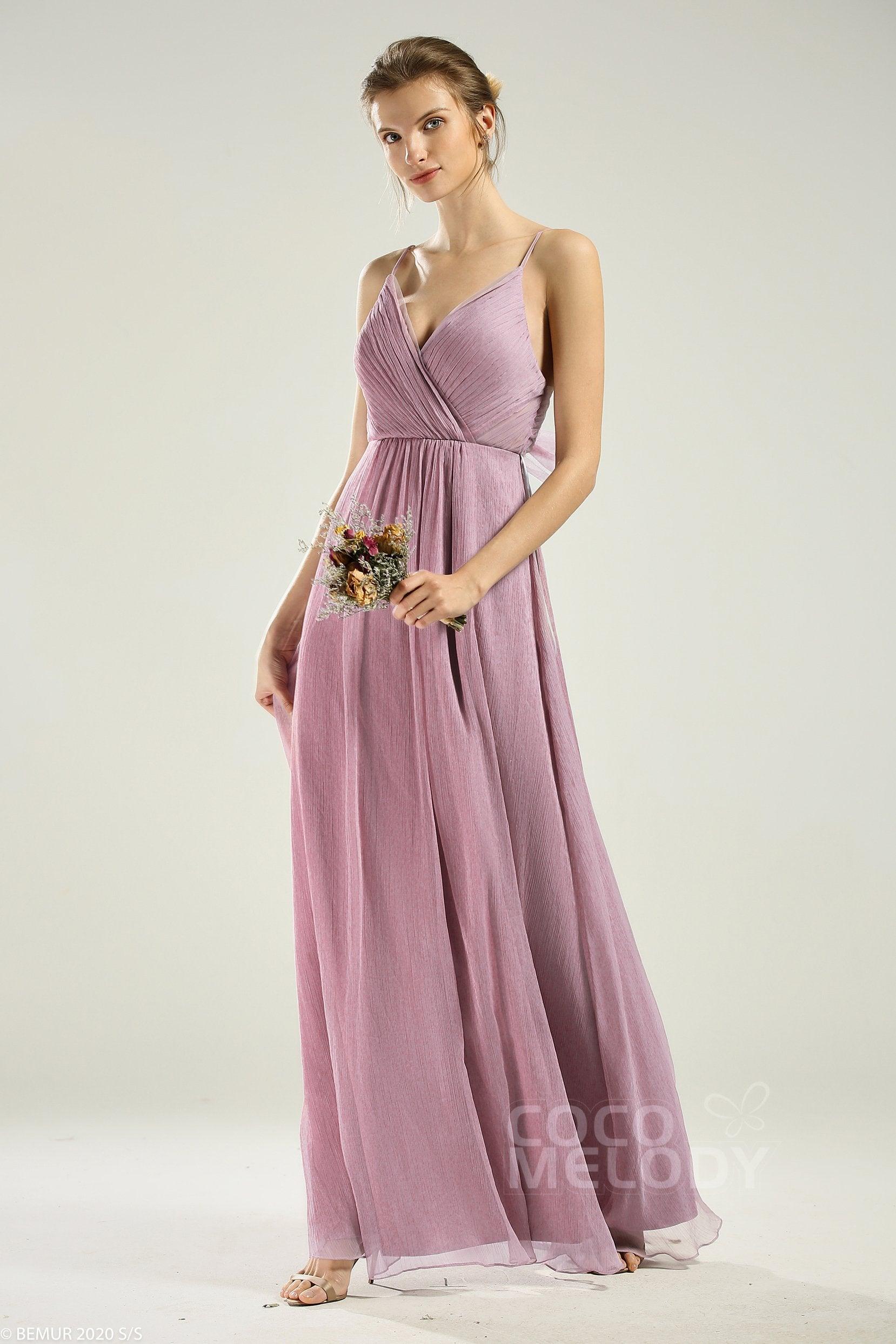 A-Line Floor Length Chiffon Bridesmaid Dress CB0640 - COCOMELODY