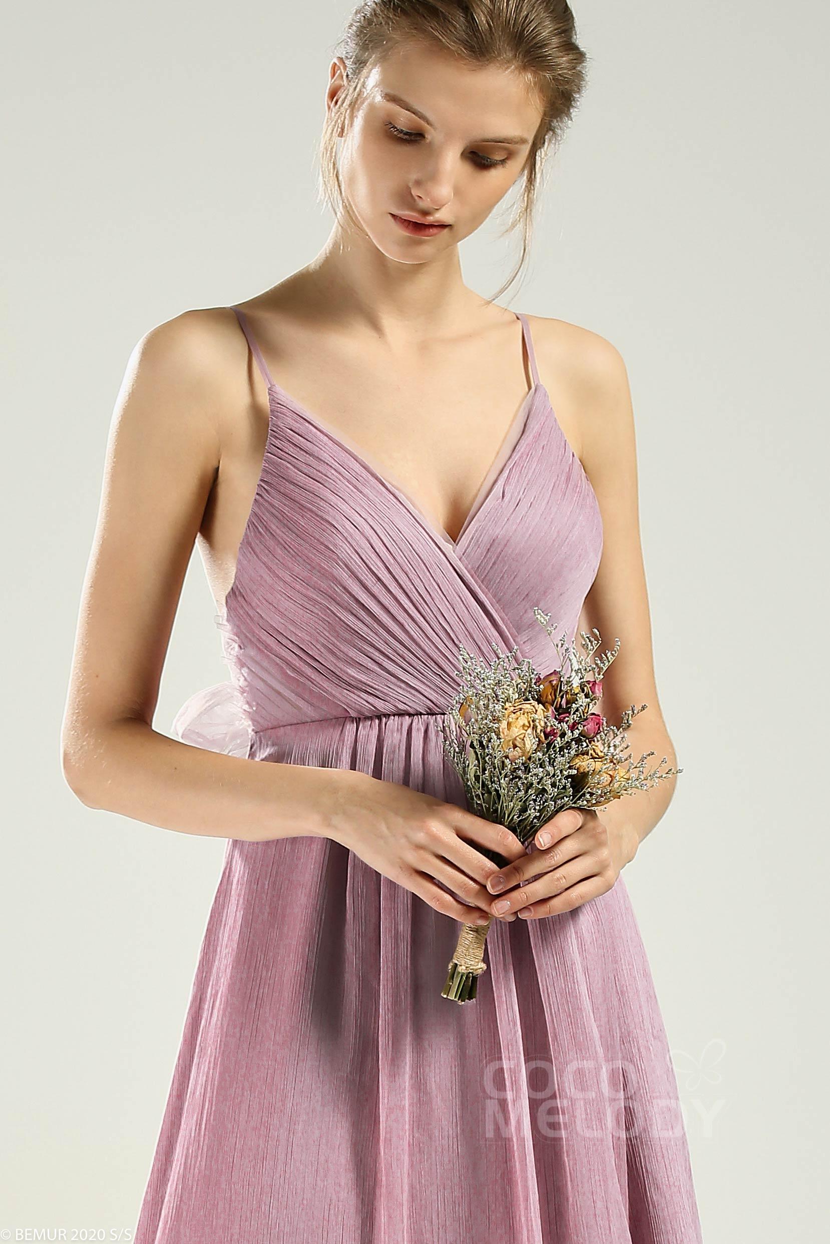 A-Line Floor Length Chiffon Bridesmaid Dress CB0640 - COCOMELODY