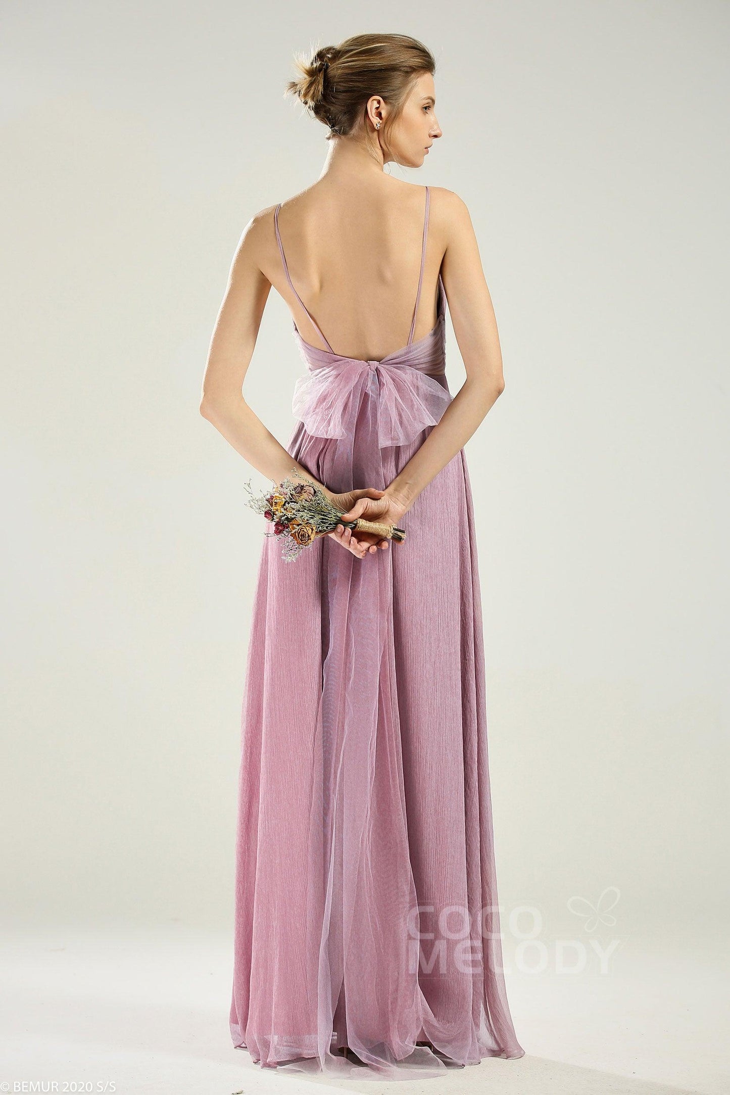 A-Line Floor Length Chiffon Bridesmaid Dress CB0640 - COCOMELODY