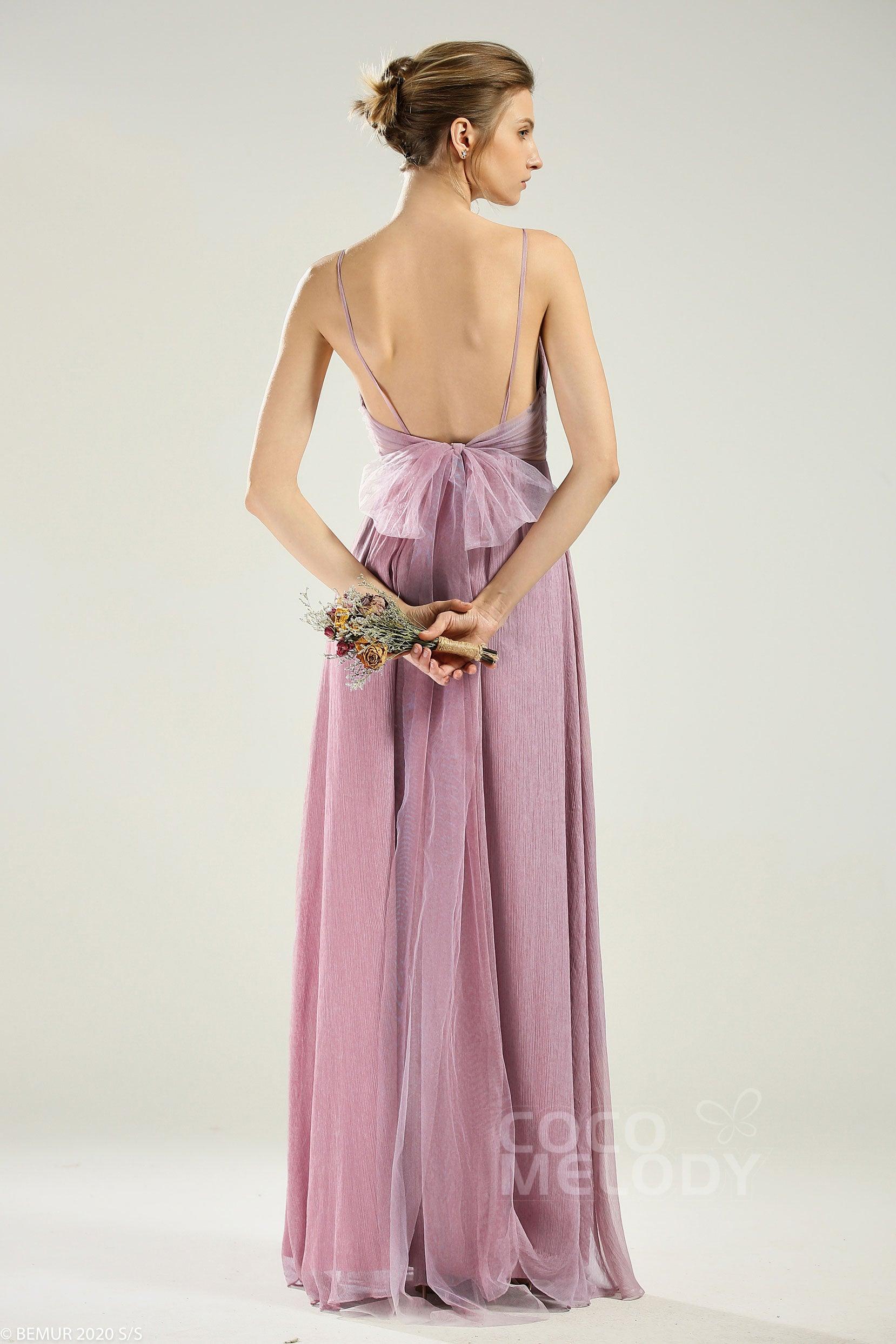 A-Line Floor Length Chiffon Bridesmaid Dress CB0640 - COCOMELODY