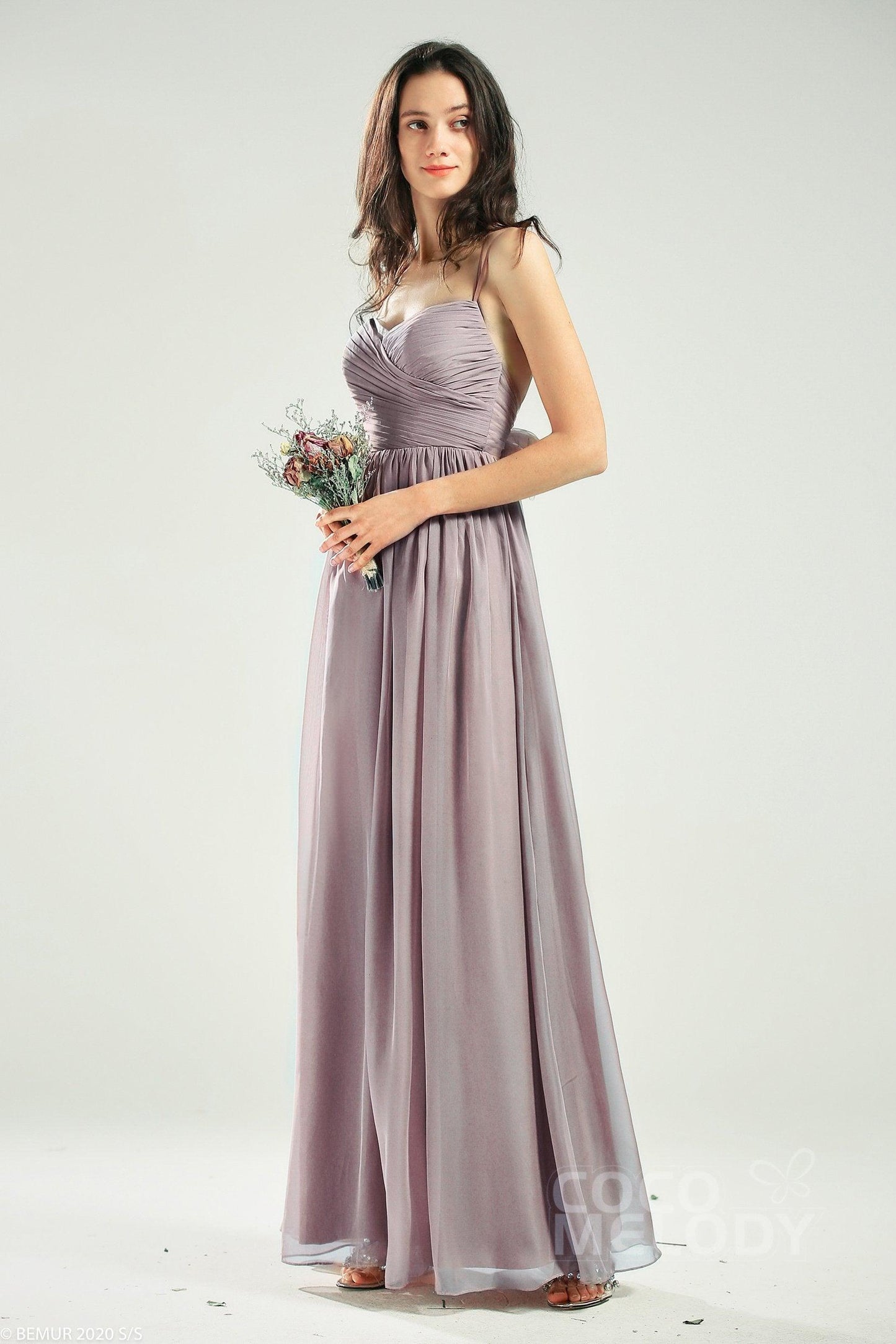 A-Line Floor Length Organza Bridesmaid Dress CB0641 - COCOMELODY