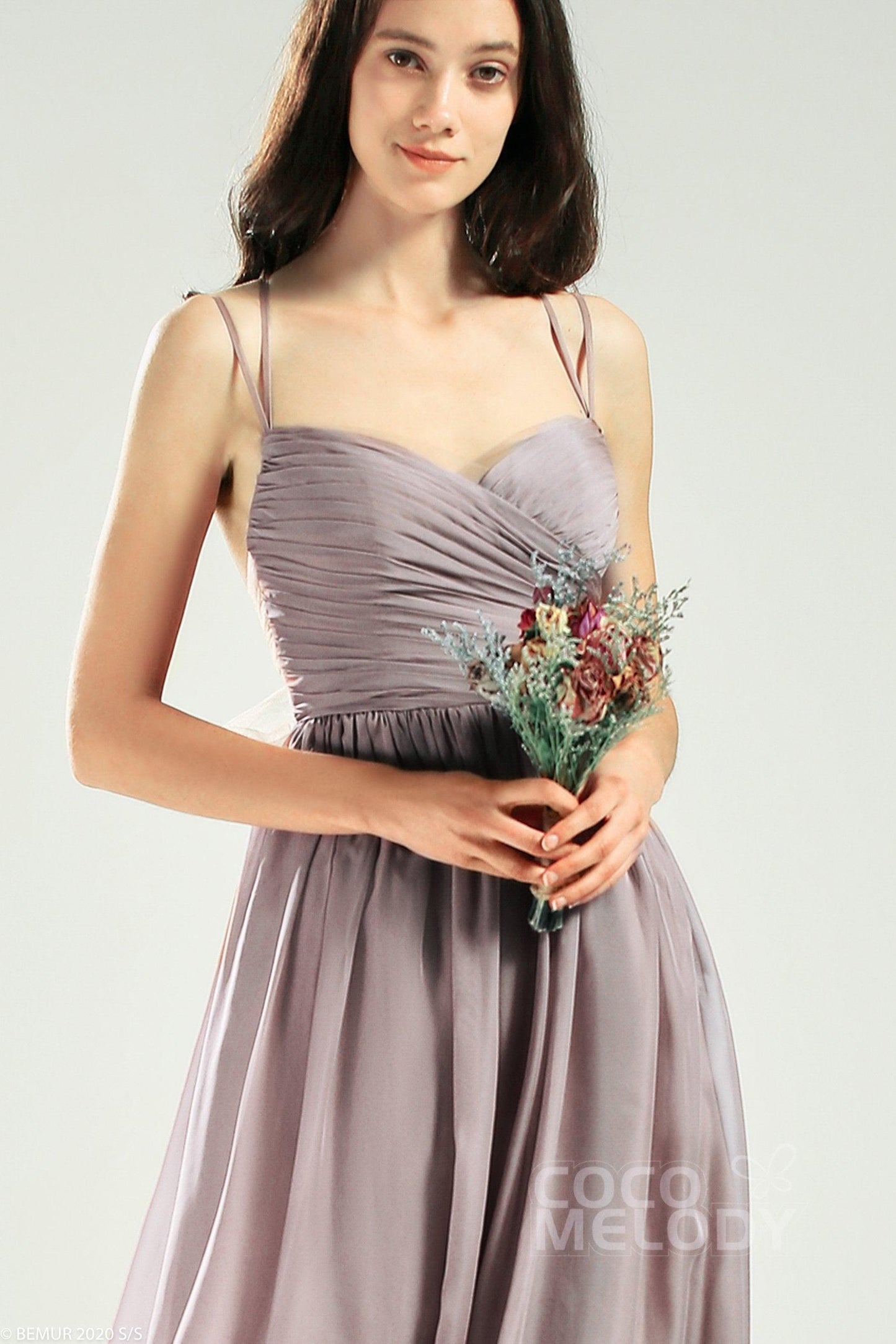 A-Line Floor Length Organza Bridesmaid Dress CB0641 - COCOMELODY