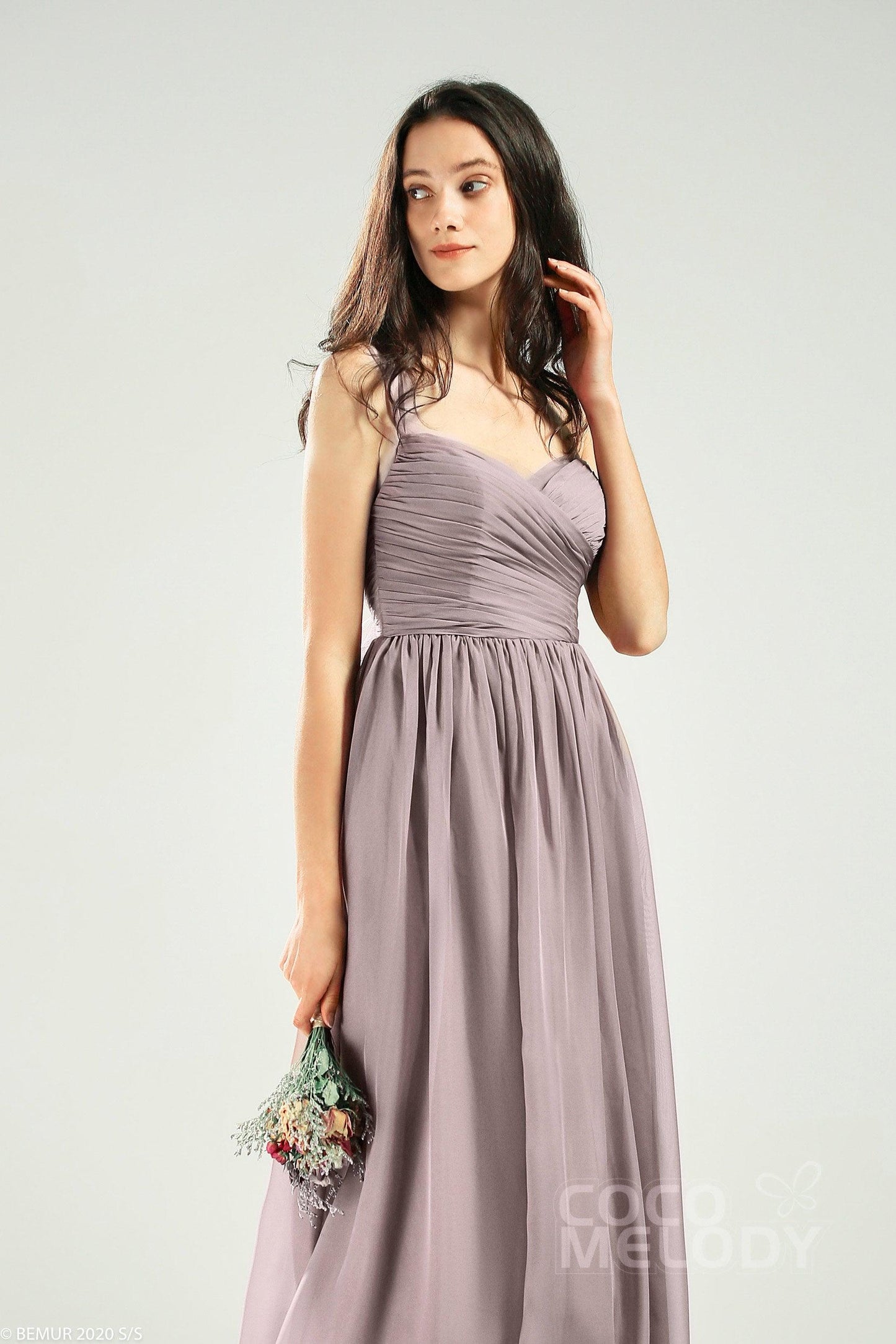 A-Line Floor Length Organza Bridesmaid Dress CB0641 - COCOMELODY