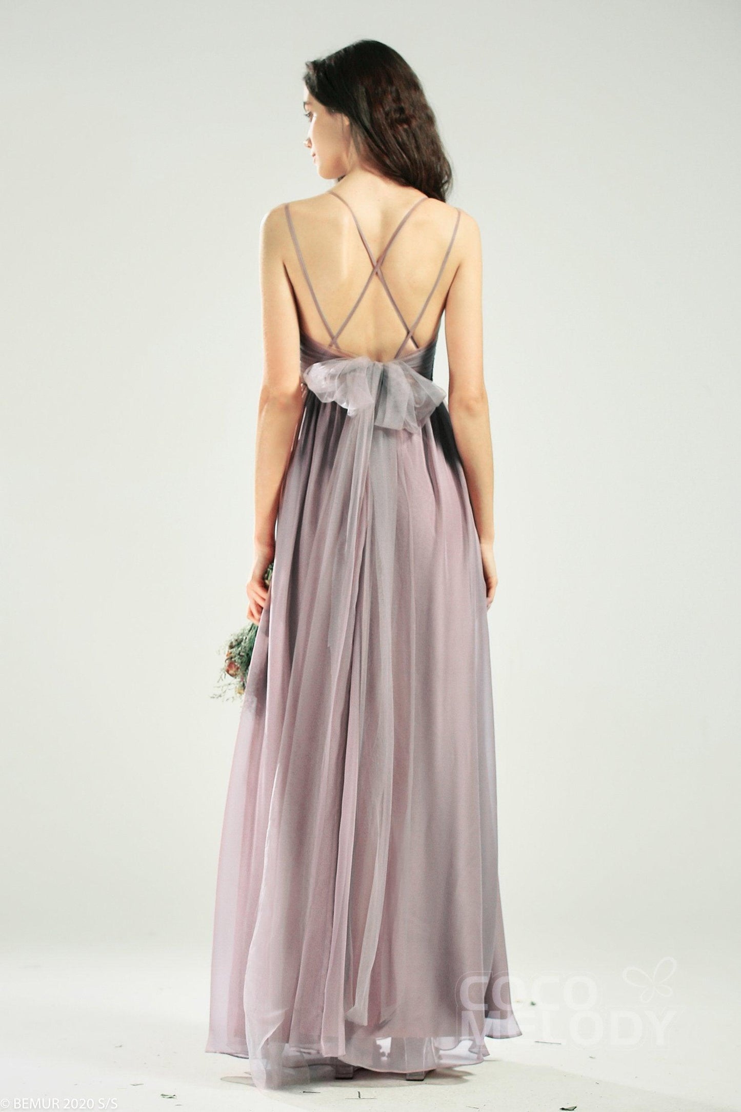 A-Line Floor Length Organza Bridesmaid Dress CB0641 - COCOMELODY