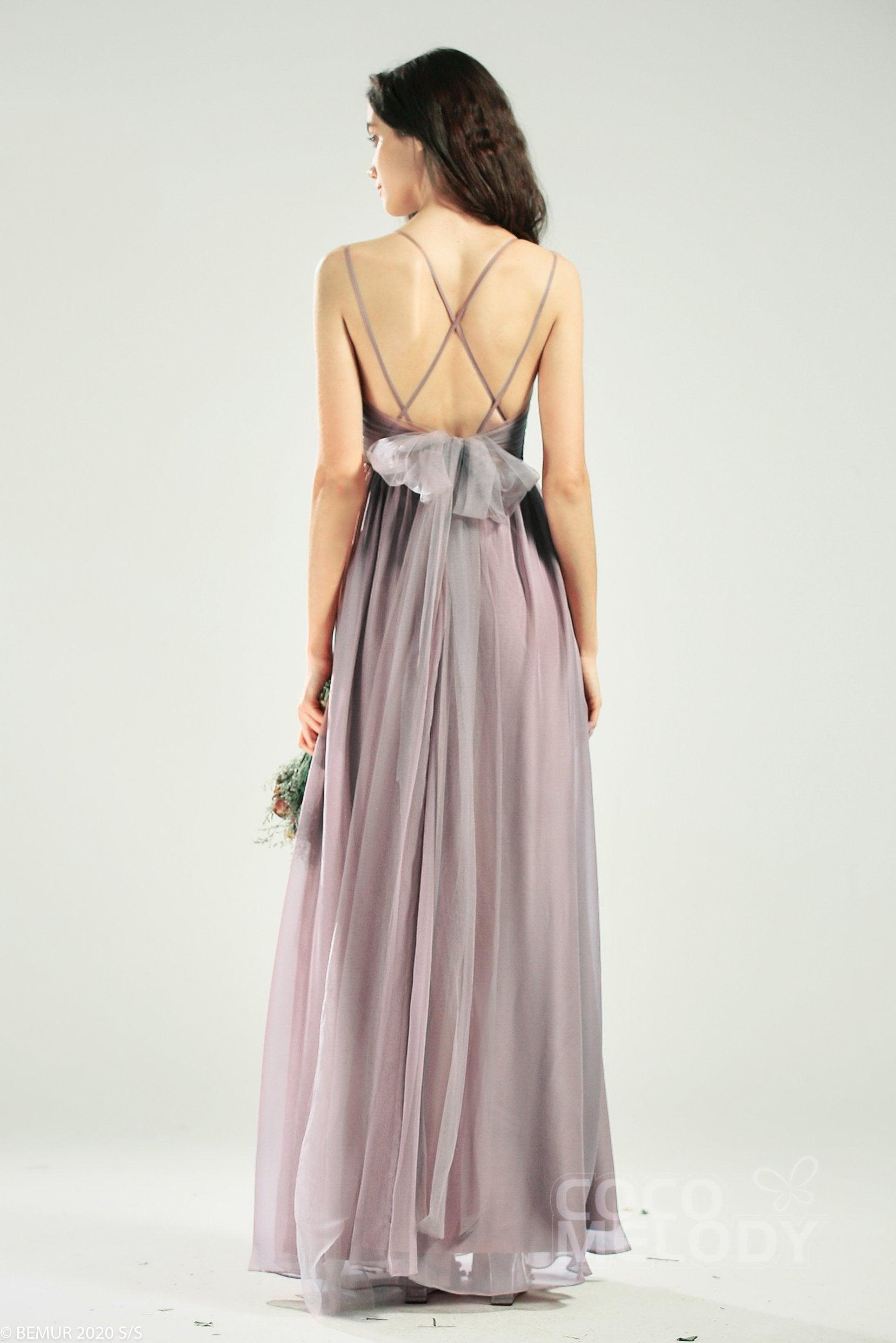 A-Line Floor Length Organza Bridesmaid Dress CB0641 - COCOMELODY