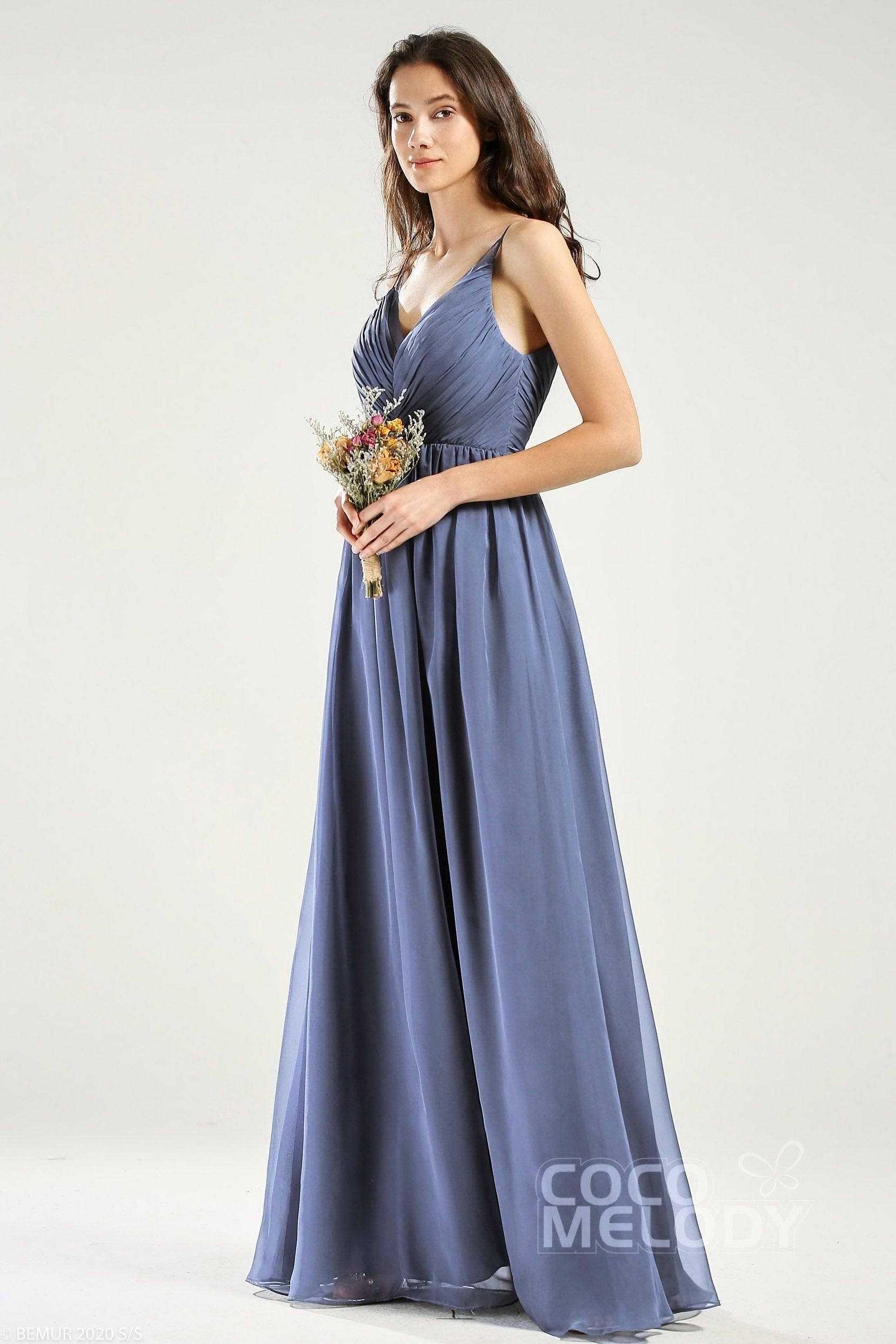 A-Line Floor Length Chiffon Bridesmaid Dress CB0642 - COCOMELODY