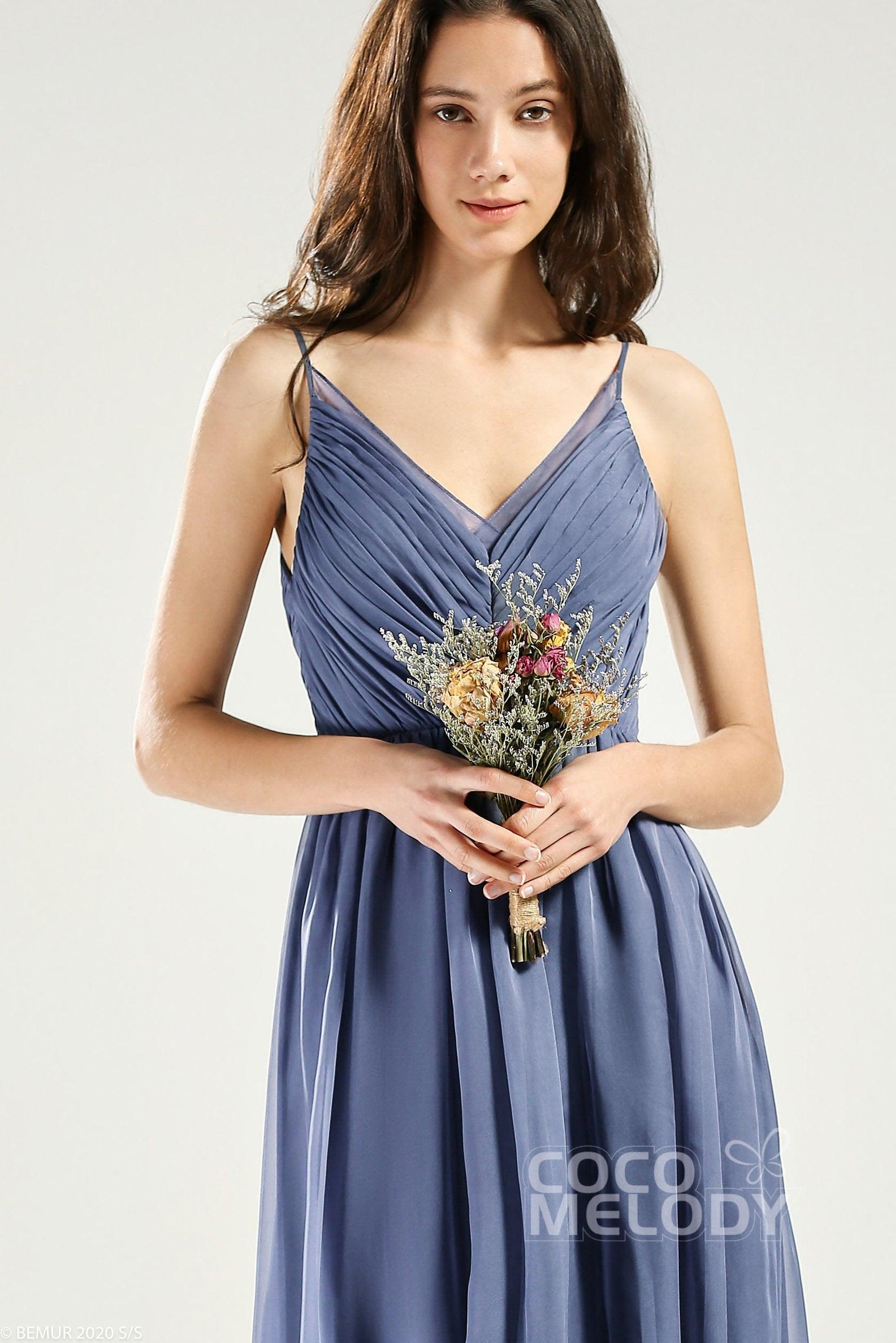 A-Line Floor Length Chiffon Bridesmaid Dress CB0642 - COCOMELODY