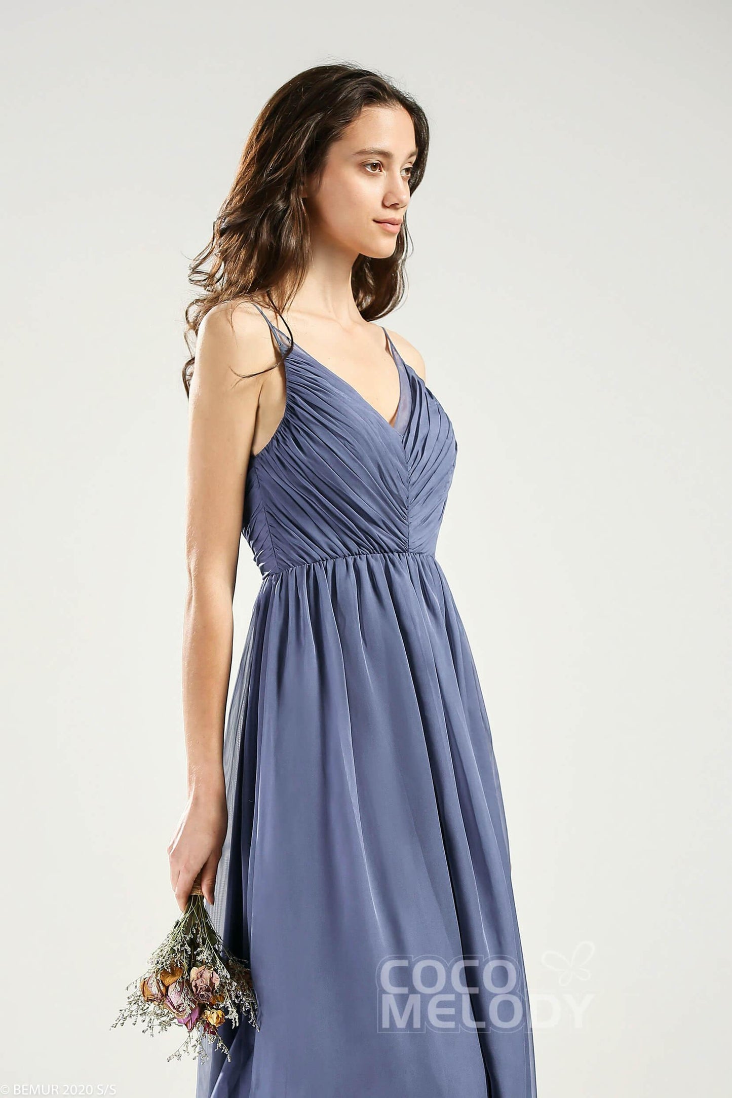 A-Line Floor Length Chiffon Bridesmaid Dress CB0642 - COCOMELODY