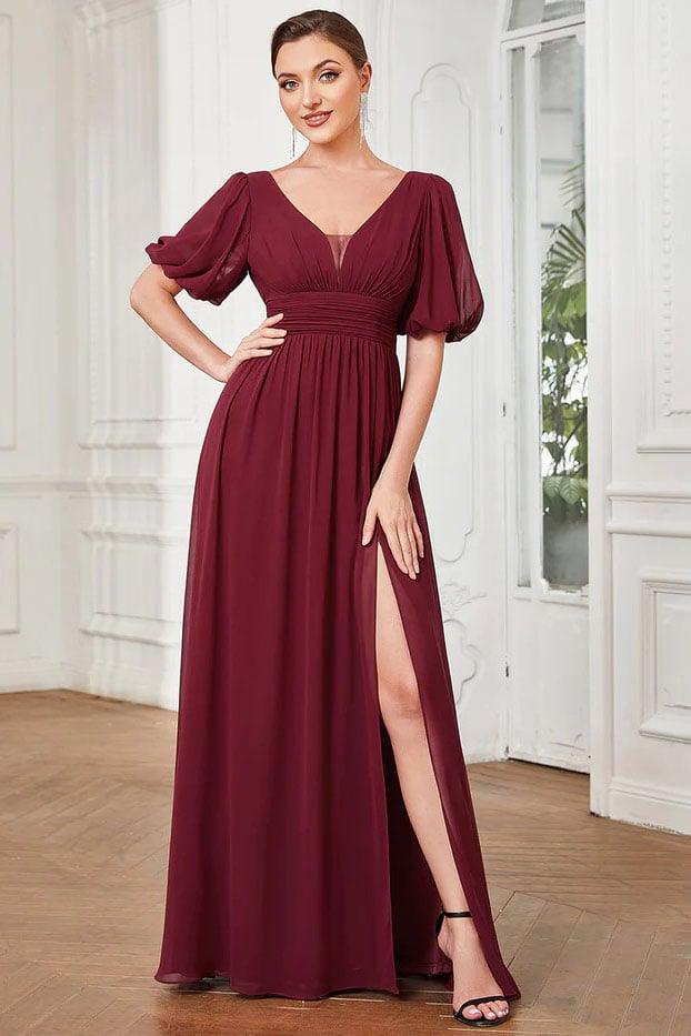 A-Line Floor Length Chiffon Bridesmaid Dress CB0655 - COCOMELODY