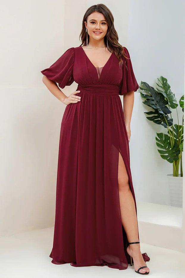 A-Line Floor Length Chiffon Bridesmaid Dress CB0655 - COCOMELODY