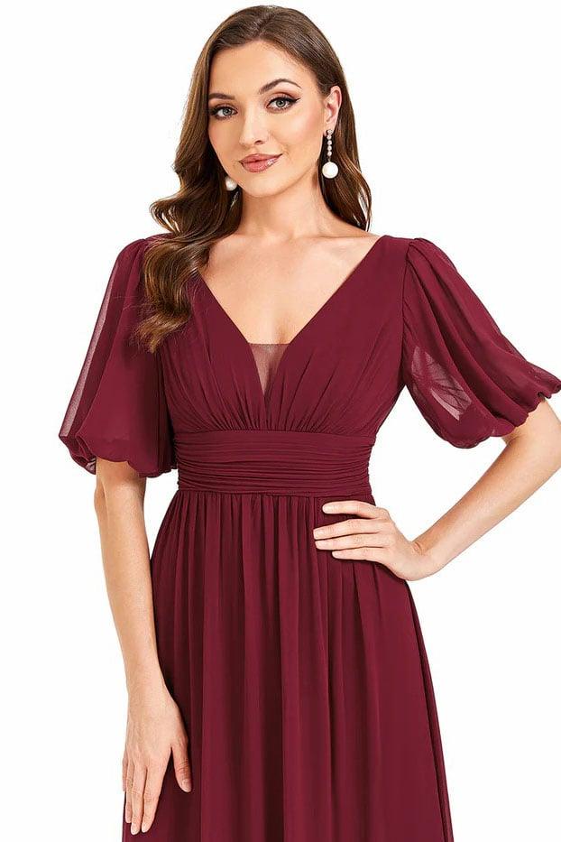 A-Line Floor Length Chiffon Bridesmaid Dress CB0655 - COCOMELODY