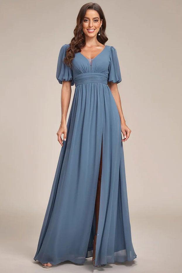 A-Line Floor Length Chiffon Bridesmaid Dress CB0655 - COCOMELODY