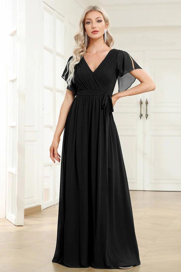 A-Line Floor Length Chiffon Bridesmaid Dress CB0657 - COCOMELODY