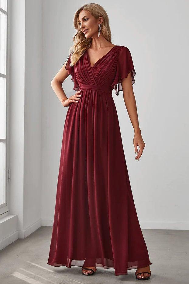 A-Line Floor Length Chiffon Bridesmaid Dress CB0657 - COCOMELODY