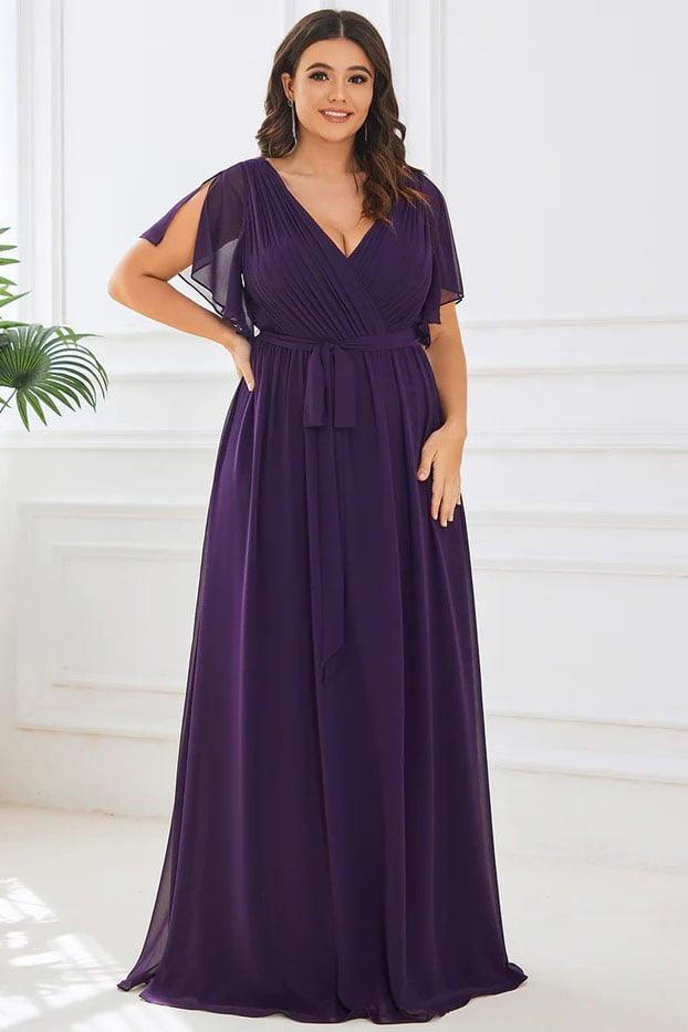 A-Line Floor Length Chiffon Bridesmaid Dress CB0657 - COCOMELODY