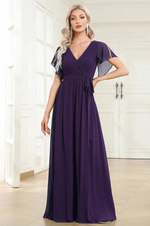 A-Line Floor Length Chiffon Bridesmaid Dress CB0657 - COCOMELODY