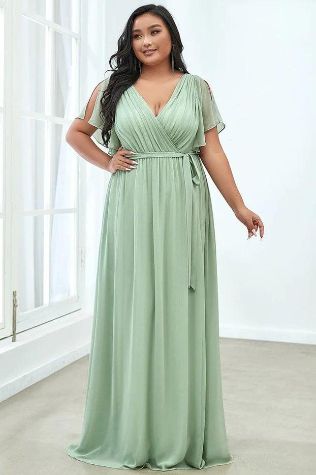 A-Line Floor Length Chiffon Bridesmaid Dress CB0657 - COCOMELODY