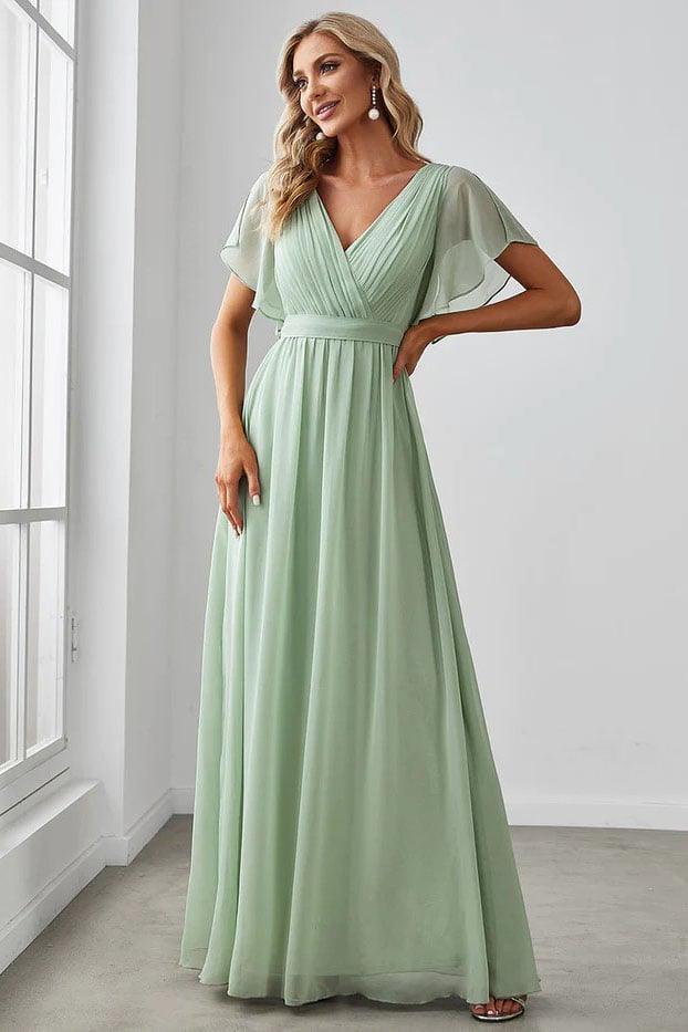 A-Line Floor Length Chiffon Bridesmaid Dress CB0657 - COCOMELODY