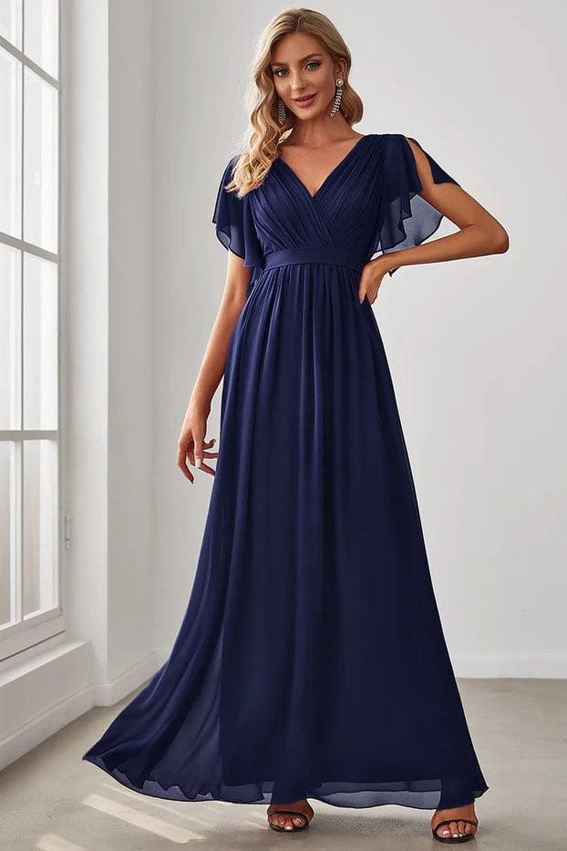 A-Line Floor Length Chiffon Bridesmaid Dress CB0657 - COCOMELODY
