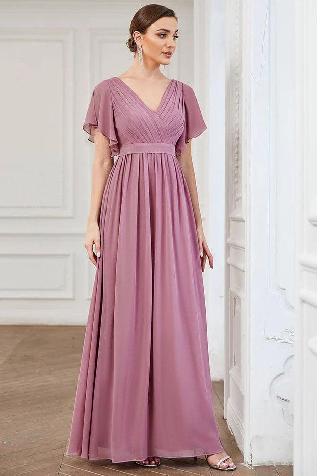 A-Line Floor Length Chiffon Bridesmaid Dress CB0657 - COCOMELODY