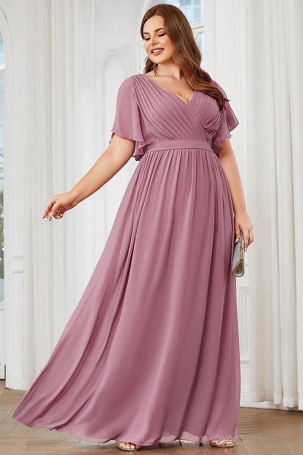 A-Line Floor Length Chiffon Bridesmaid Dress CB0657 - COCOMELODY