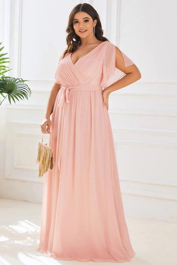 A-Line Floor Length Chiffon Bridesmaid Dress CB0657 - COCOMELODY