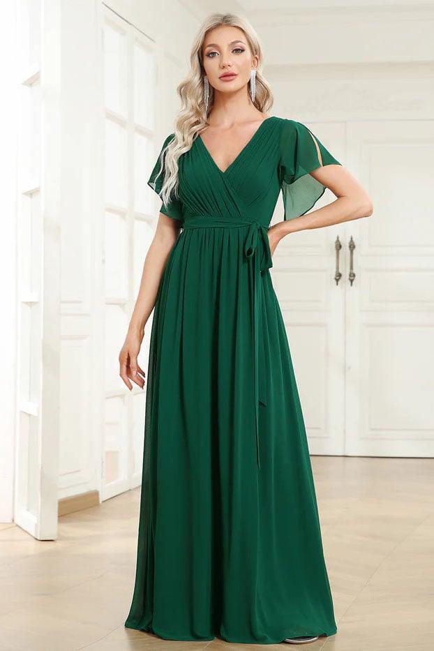 A-Line Floor Length Chiffon Bridesmaid Dress CB0657 - COCOMELODY
