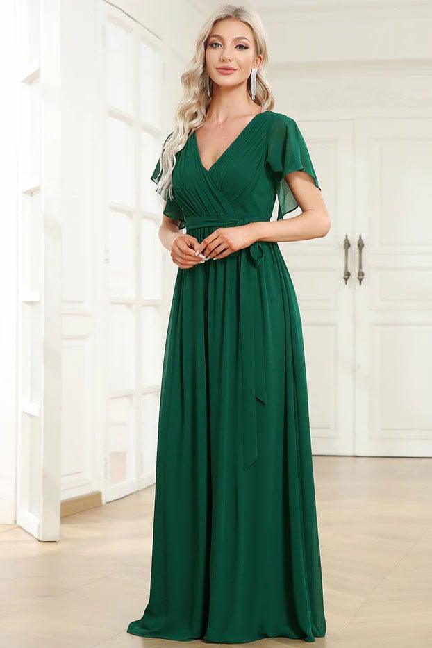 A-Line Floor Length Chiffon Bridesmaid Dress CB0657 - COCOMELODY