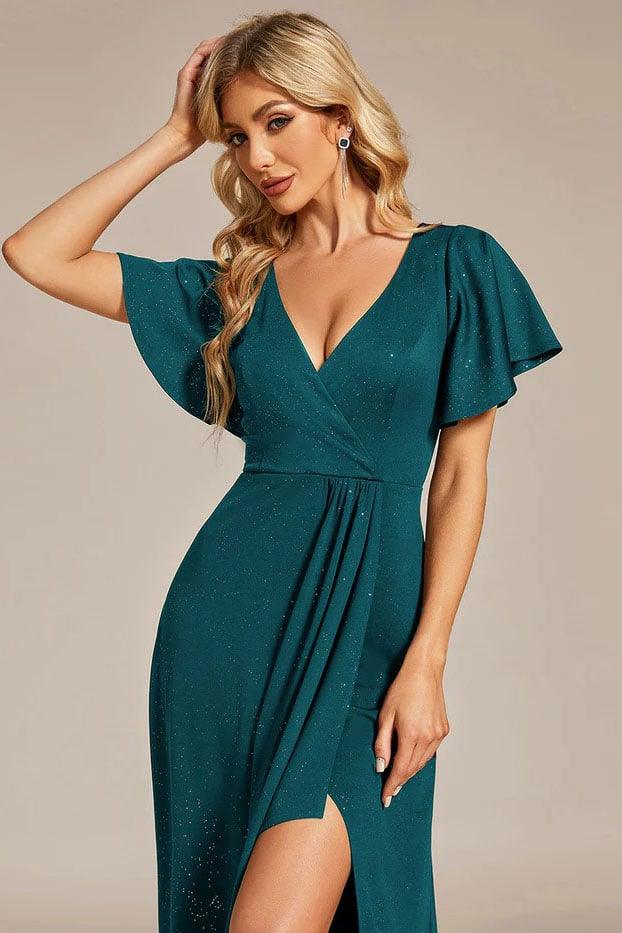 A-Line Knee Length Stretch Sequin Bridesmaid Dress CB0660 - COCOMELODY