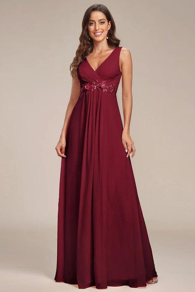 A-Line Floor Length Chiffon Bridesmaid Dress CB0662 - COCOMELODY