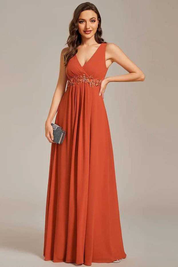 A-Line Floor Length Chiffon Bridesmaid Dress CB0662 - COCOMELODY