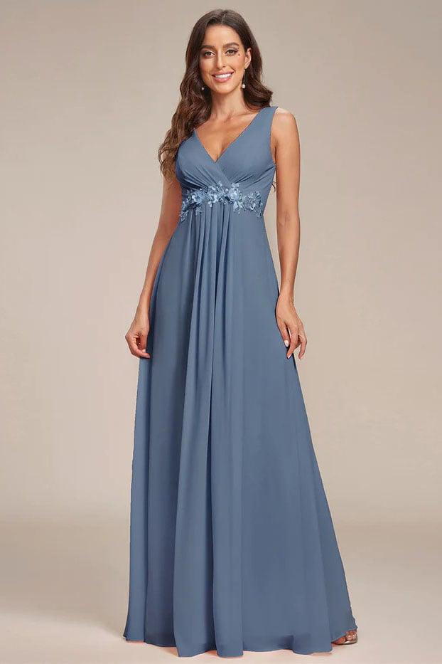A-Line Floor Length Chiffon Bridesmaid Dress CB0662 - COCOMELODY