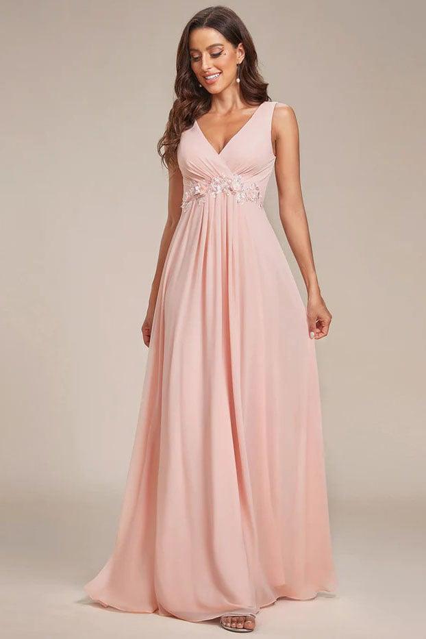 A-Line Floor Length Chiffon Bridesmaid Dress CB0662 - COCOMELODY