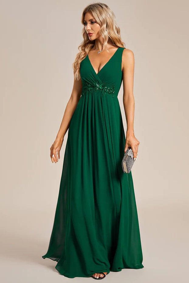 A-Line Floor Length Chiffon Bridesmaid Dress CB0662 - COCOMELODY