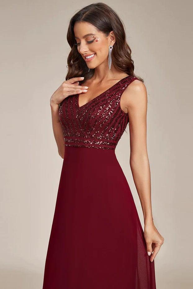 A-Line Floor Length Chiffon Bridesmaid Dress CB0663 - COCOMELODY