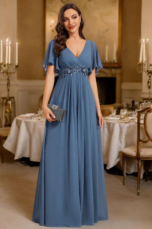 A-Line Floor Length Chiffon Bridesmaid Dress CB0665 - COCOMELODY