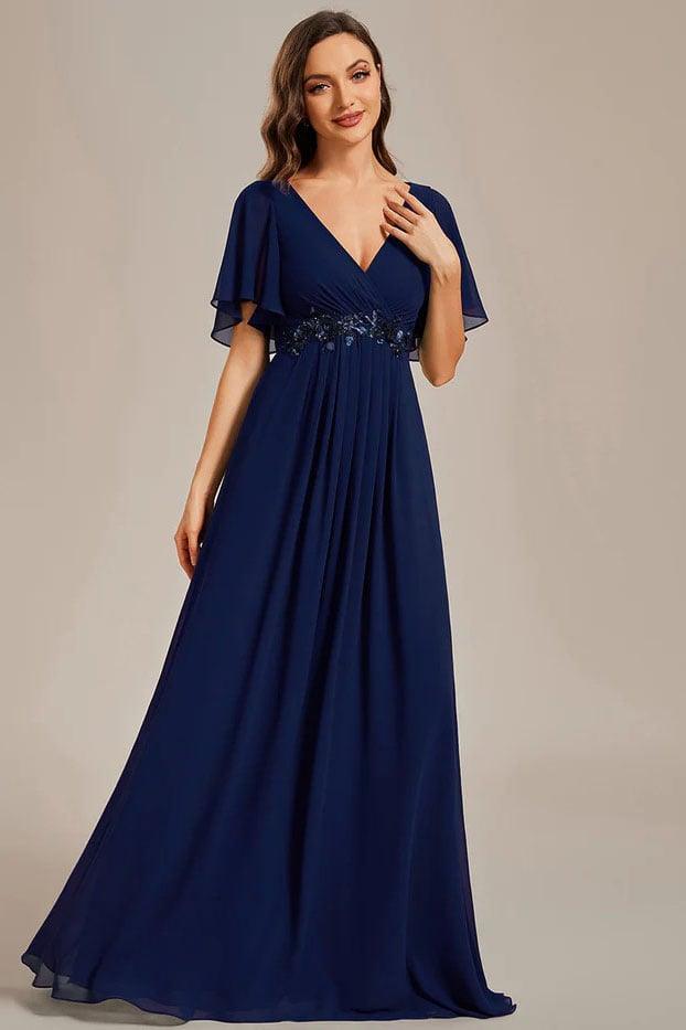 A-Line Floor Length Chiffon Bridesmaid Dress CB0665 - COCOMELODY