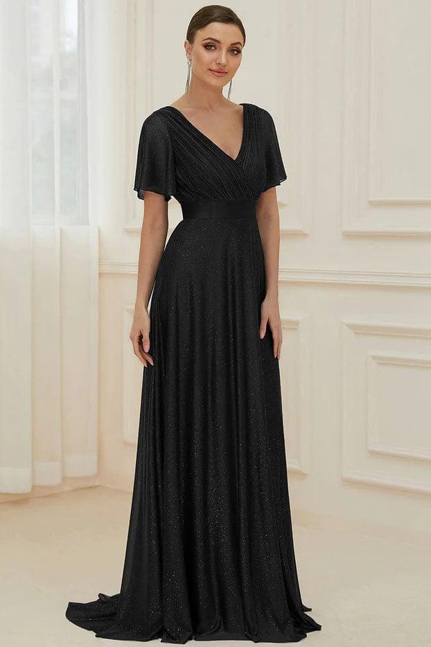 A-Line Sweep-Brush Train Glitter Bridesmaid Dress CB0671 - COCOMELODY