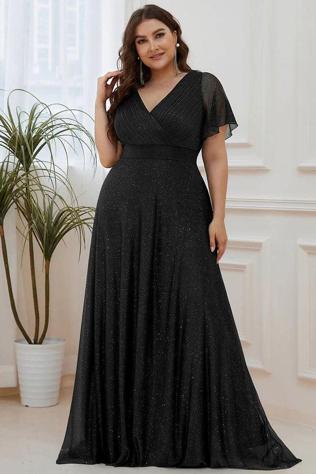 A-Line Sweep-Brush Train Glitter Bridesmaid Dress CB0671 - COCOMELODY
