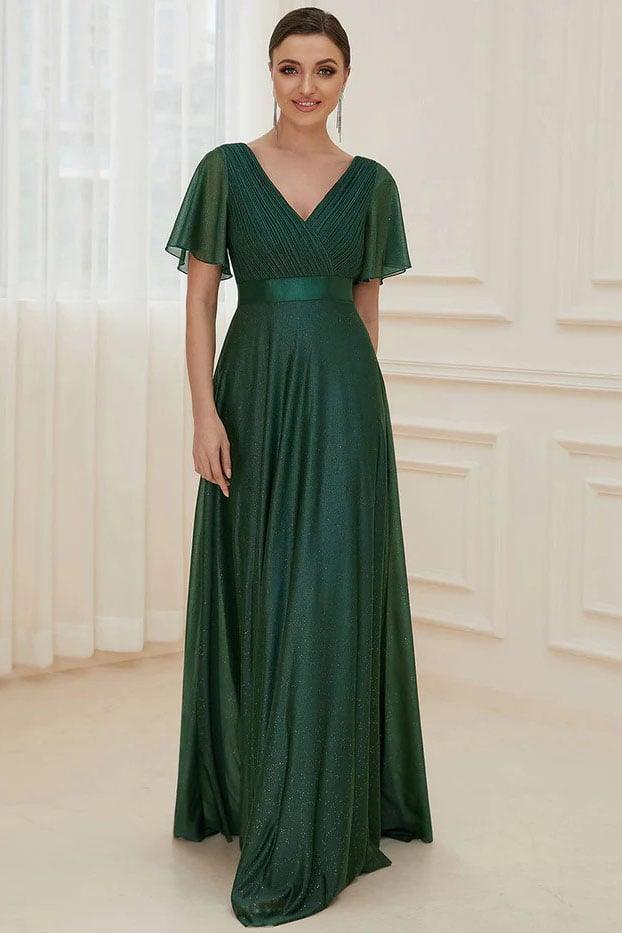 A-Line Sweep-Brush Train Glitter Bridesmaid Dress CB0671 - COCOMELODY