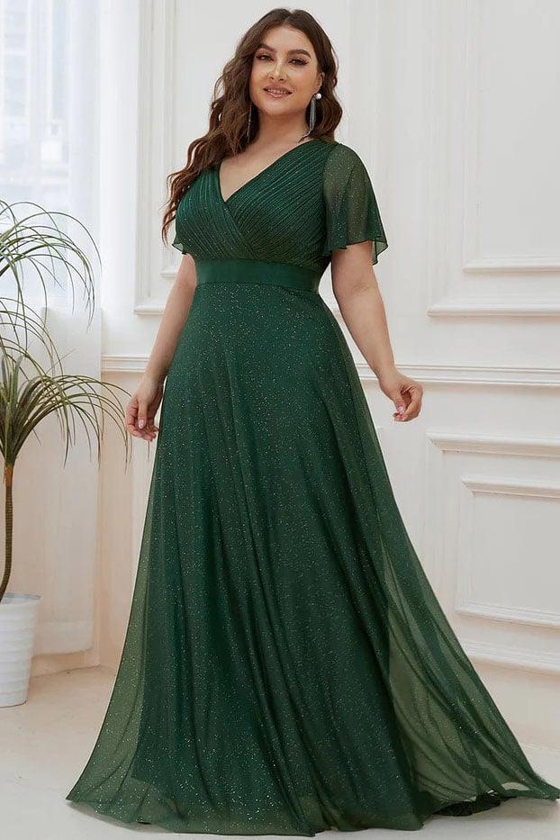 A-Line Sweep-Brush Train Glitter Bridesmaid Dress CB0671 - COCOMELODY