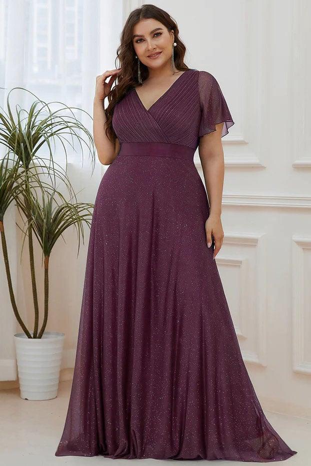 A-Line Sweep-Brush Train Glitter Bridesmaid Dress CB0671 - COCOMELODY