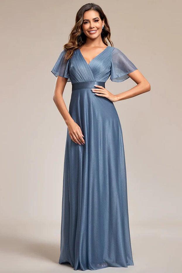A-Line Sweep-Brush Train Glitter Bridesmaid Dress CB0671 - COCOMELODY