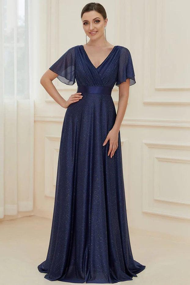 A-Line Sweep-Brush Train Glitter Bridesmaid Dress CB0671 - COCOMELODY