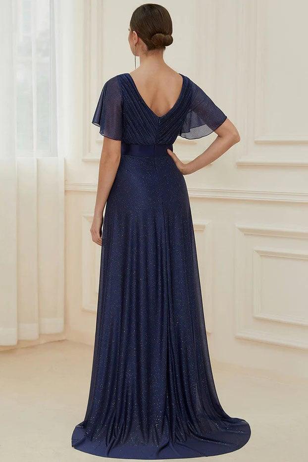 A-Line Sweep-Brush Train Glitter Bridesmaid Dress CB0671 - COCOMELODY