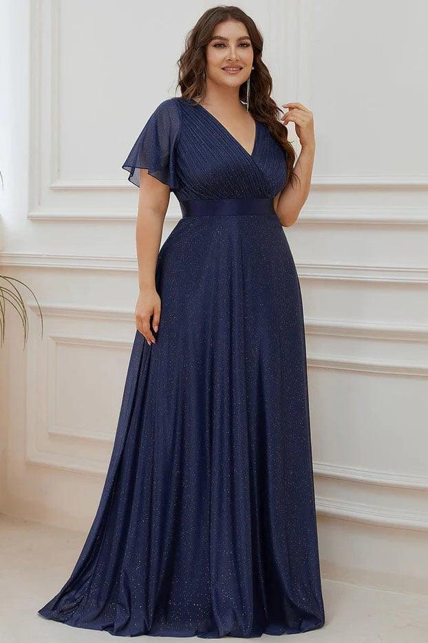 A-Line Sweep-Brush Train Glitter Bridesmaid Dress CB0671 - COCOMELODY